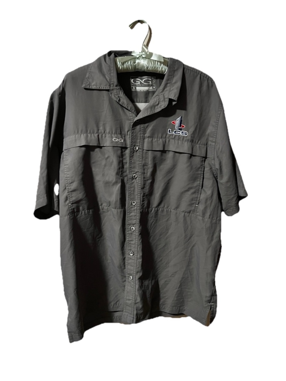 LCS Men's Short-Sleeve Button-Down Shirt in Charcoal Gray